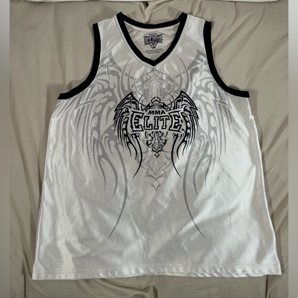 MMA Elite Jersey XLarge White Vintage Y2K Tribal Wings Tank Fighting Martial Art